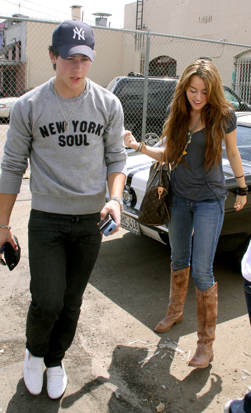 Nick Jonas & Miley Cyrus Together.  Photo: Famepictures.com