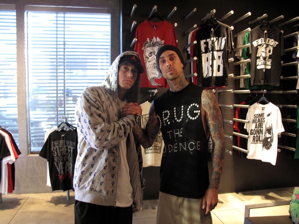 Eminem & Travis Barker Hanging At Fast Life.  Photo Via Travis Barker's Twitter Page