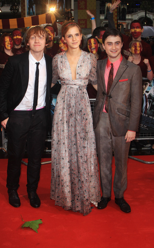 Rupert Grint, Emma Watson, & Daniel Radcliffe At Premiere. Photo: GettyImages.com
