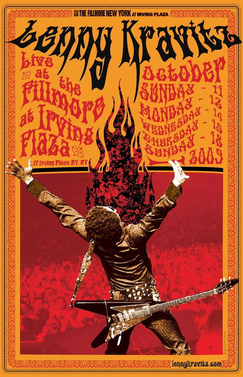 Lenny Kravitz Filmore East Poster Design By Mathieu Bitton