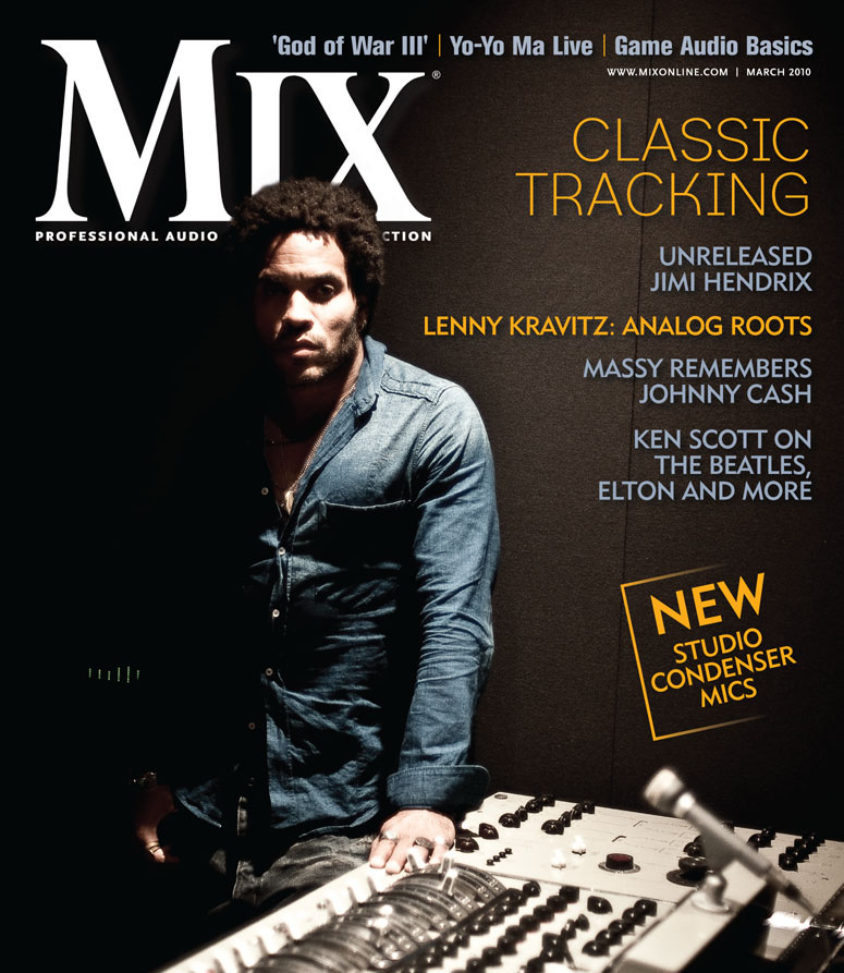 Lenny Kravitz on the cover of Mix Magazine, March 2010